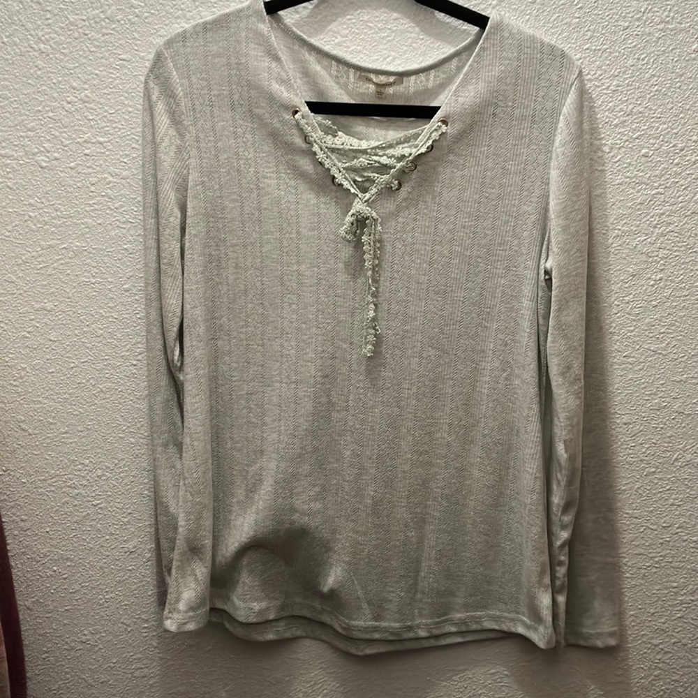 Front tie detail long sleeve top
